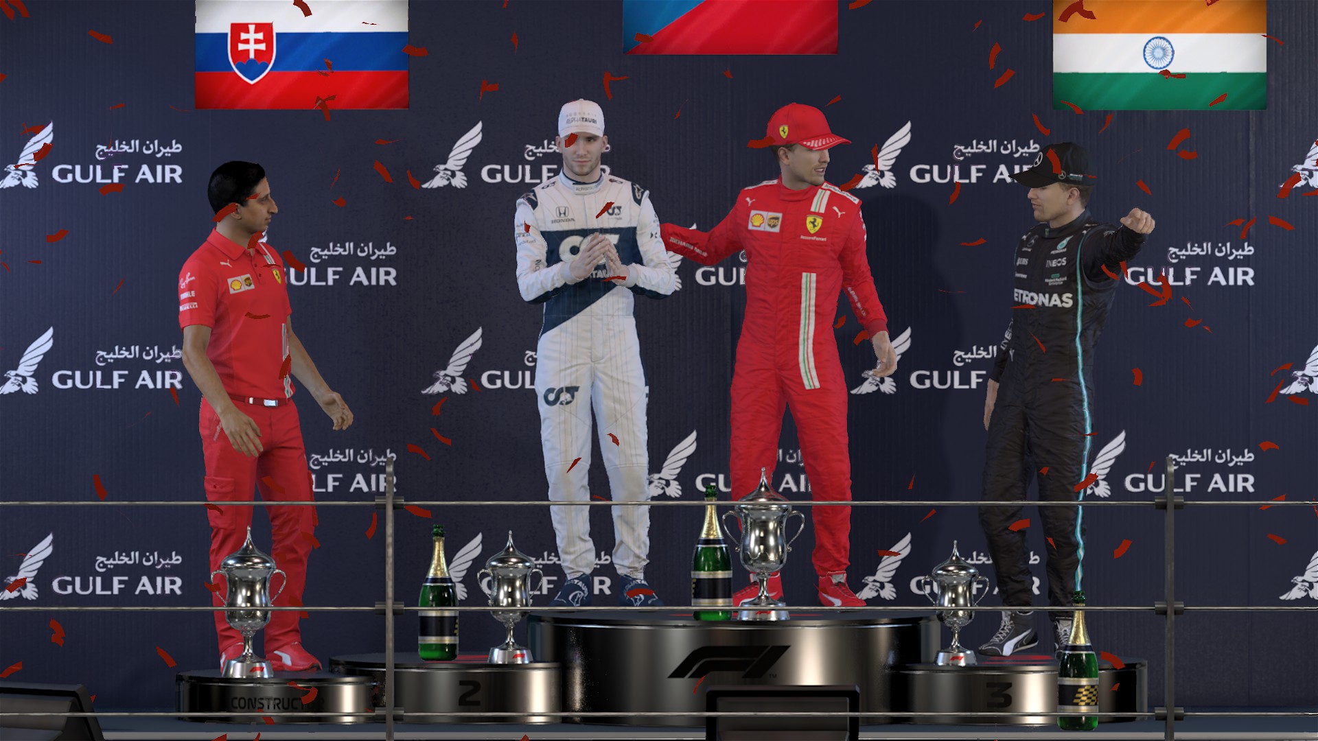 F1 2021 Bahrain podium simracing